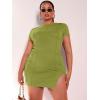 imageFloerns Womens Plus Size Short Sleeve Split Hem Party Bodycon Mini DressLime Green