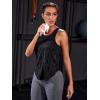 imageFloerns Womens Workout Tops Geo Print Sleeveless Athletic Running Tank TopsBlack