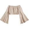 imageFloerns Girls Off The Shoulder Flounce Long Sleeve Ruched Blouse Crop TopsApricot