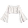 imageFloerns Girls Off The Shoulder Flounce Long Sleeve Ruched Blouse Crop TopsWhite
