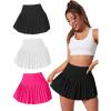 imageFloerns Womens 3 Pcs High Waisted Pleated Athletic Golf Skorts Workout Sports SkirtsBlack White Pink