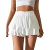 imageFloerns Womens Paperbag Waist Ruffle Hem Flowy Wrap Skirts SkortsWhite