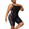 imageFloerns Womens Plus Size One Piece Swimsuit Colorblock Scoop Neck Shorts MonokiniBlack Tropical