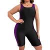 imageFloerns Womens Plus Size One Piece Swimsuit Colorblock Scoop Neck Shorts MonokiniBlack and Purple