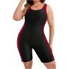 imageFloerns Womens Plus Size One Piece Swimsuit Colorblock Scoop Neck Shorts MonokiniRed