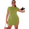 imageFloerns Womens Plus Size Short Sleeve Split Hem Party Bodycon Mini DressLime Green