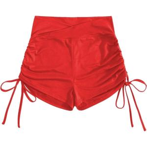 imageFloerns Womens Casual Elastic Waist Sports Shorts Drawstring Ruched Track ShortsBurnt Orange