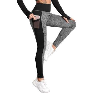 imageFloerns Womens Leopard Mesh High Waisted Tummy Control Squat Leggings with PocketGrey