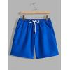imageFloerns Mens 2 Piece Tracksuit Slogan Print Tee Shirt Drawstring Waist Shorts SetBlue and White