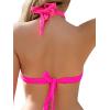imageFloerns Womens 2 Piece Bikini Set Cut Out Front Floral Appliques Halter SwimwearPink