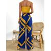 imageFloerns Womens 2 Piece Outfit Cami Top with Printed Belted Wide Leg Pants SetYellow and Blue