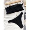 imageFloerns Womens Bathing Suit Ruffle Trim Ruched Bust Bandeau Bikini Swimsuit Black S