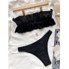 imageFloerns Womens Bathing Suit Ruffle Trim Ruched Bust Bandeau Bikini Swimsuit Black S