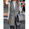imageFloerns Womens Lapel Neck Sleeveless Double Breasted Office Vest BlazerA Grey