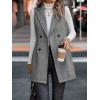 imageFloerns Womens Lapel Neck Sleeveless Double Breasted Office Vest BlazerA Grey