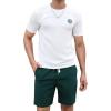imageFloerns Mens 2 Piece Tracksuit Slogan Print Tee Shirt Drawstring Waist Shorts SetDark Green