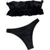 imageFloerns Womens Bathing Suit Ruffle Trim Ruched Bust Bandeau Bikini Swimsuit Black S