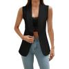 imageFloerns Womens Sleeveless Shawl Collar Open Front Office Vest Blazer Black Large
