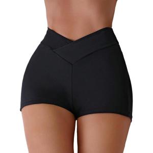 imageFloerns Womens Ruched High Waisted Bikini Bottom Swim ShortsBlack