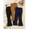 imageFloerns Girls 3 Pcs Elastic Waist Lettuce Trim Bell Bottom Flare Leg PantsBlack Brown Blue