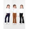 imageFloerns Girls 3 Pcs Elastic Waist Lettuce Trim Bell Bottom Flare Leg PantsBlack Brown Blue