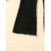 imageFloerns Girls 3 Pcs Elastic Waist Lettuce Trim Bell Bottom Flare Leg PantsBlack Khaki Grey