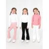 imageFloerns Girls 3 Pcs Elastic Waist Lettuce Trim Bell Bottom Flare Leg PantsBlack White Pink