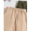 imageFloerns Girls 3 Pcs Solid Elastic Waist Running Flap Pocket Cargo PantsBlack Green Khaki