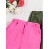 imageFloerns Girls 3 Pcs Solid Elastic Waist Running Flap Pocket Cargo PantsPink Multi