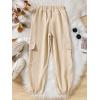 imageFloerns Girls Casual Buckle Flap Pocket Elastic Waist Chain Cargo PantsKhaki