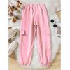imageFloerns Girls Casual Buckle Flap Pocket Elastic Waist Chain Cargo PantsPink