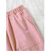imageFloerns Girls Casual Buckle Flap Pocket Elastic Waist Chain Cargo PantsPink