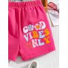 imageFloerns Girls Casual Floral Graphic Print Elastic Waist Straight Leg Track ShortsHot Pink