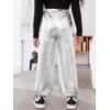 imageFloerns Girls Slant Pocket Elastic Waist Metallic Streetwear Jogger Cargo PantsSilver