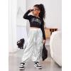 imageFloerns Girls Slant Pocket Elastic Waist Metallic Streetwear Jogger Cargo PantsSilver