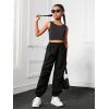 imageFloerns Girls Solid Drawstring Waist Athletic Running Jogger PantsBlack