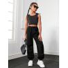 imageFloerns Girls Solid Drawstring Waist Athletic Running Jogger PantsBlack