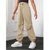 imageFloerns Girls Solid Drawstring Waist Athletic Running Jogger PantsKhaki