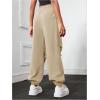 imageFloerns Girls Solid Drawstring Waist Athletic Running Jogger PantsKhaki