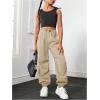 imageFloerns Girls Solid Drawstring Waist Athletic Running Jogger PantsKhaki