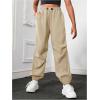 imageFloerns Girls Solid Drawstring Waist Athletic Running Jogger PantsKhaki