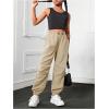 imageFloerns Girls Solid Drawstring Waist Athletic Running Jogger PantsKhaki