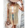 imageFloerns Womens Hollow Out Open Front Dolman Cap Sleeve Casual Cardigan SweatersApricot