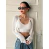 imageFloerns Womens Long Sleeve Open Front Cardigan Sweater Crop Top White Medium
