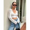imageFloerns Womens Long Sleeve Open Front Cardigan Sweater Crop Top White Medium