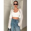 imageFloerns Womens Long Sleeve Open Front Cardigan Sweater Crop Top White Medium