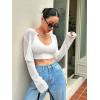 imageFloerns Womens Long Sleeve Open Front Cardigan Sweater Crop Top White Medium