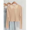 imageFloerns Womens Plus Size Open Front Long Sleeve Knitwear Crop Cardigan SweaterApricot