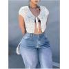 imageFloerns Womens Plus Size Short Sleeve Sweater Tie Front V Neck Cropped CardiganApricot