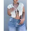 imageFloerns Womens Plus Size Short Sleeve Sweater Tie Front V Neck Cropped CardiganApricot